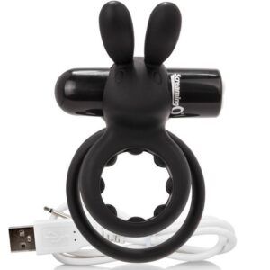 Screaming o anillo doble recargable con rabbit o hare - negro