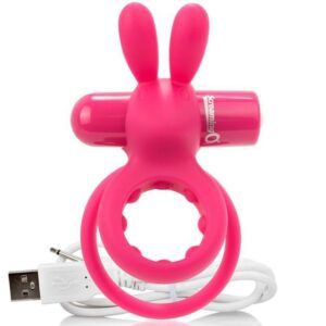 Screaming o anillo doble recargable con rabbit o hare - rosa