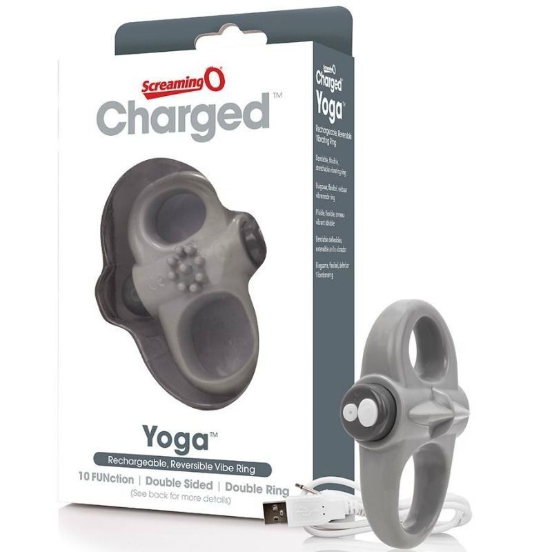 Screaming o anillo vibrador recargable yoga gris