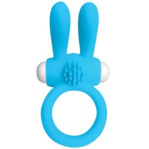 Anillo vibrador con rabbit neon - azul