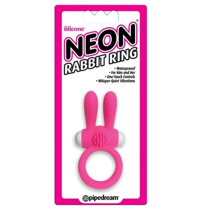 Anillo vibrador con rabbit neon - rosa