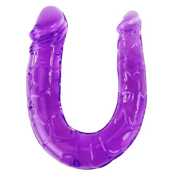 Dildo doble lila en gelatina flexible Dildo doble lila en gelatina flexible