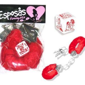 Pack esposas y dado posturas rojo