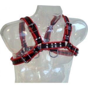 Leather body chain arnés iii black / red