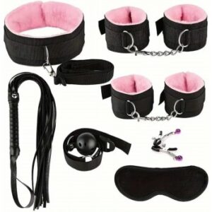 Set BDSM Negro - Rosa de 8 piezas