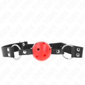 MORDAZA DE BOLA 4 CM TRANSPIRABLE CON DOBLE REMACHE ROJO